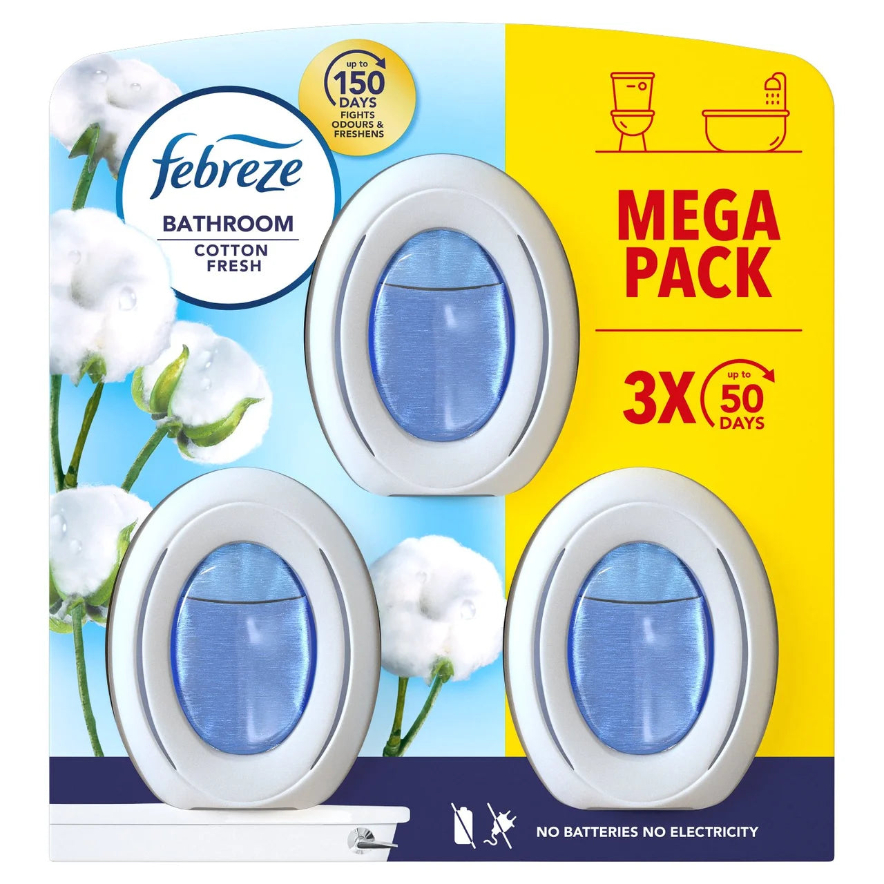 Febreze Bathroom Air Freshener Cotton 7.5ml Triple Pack
