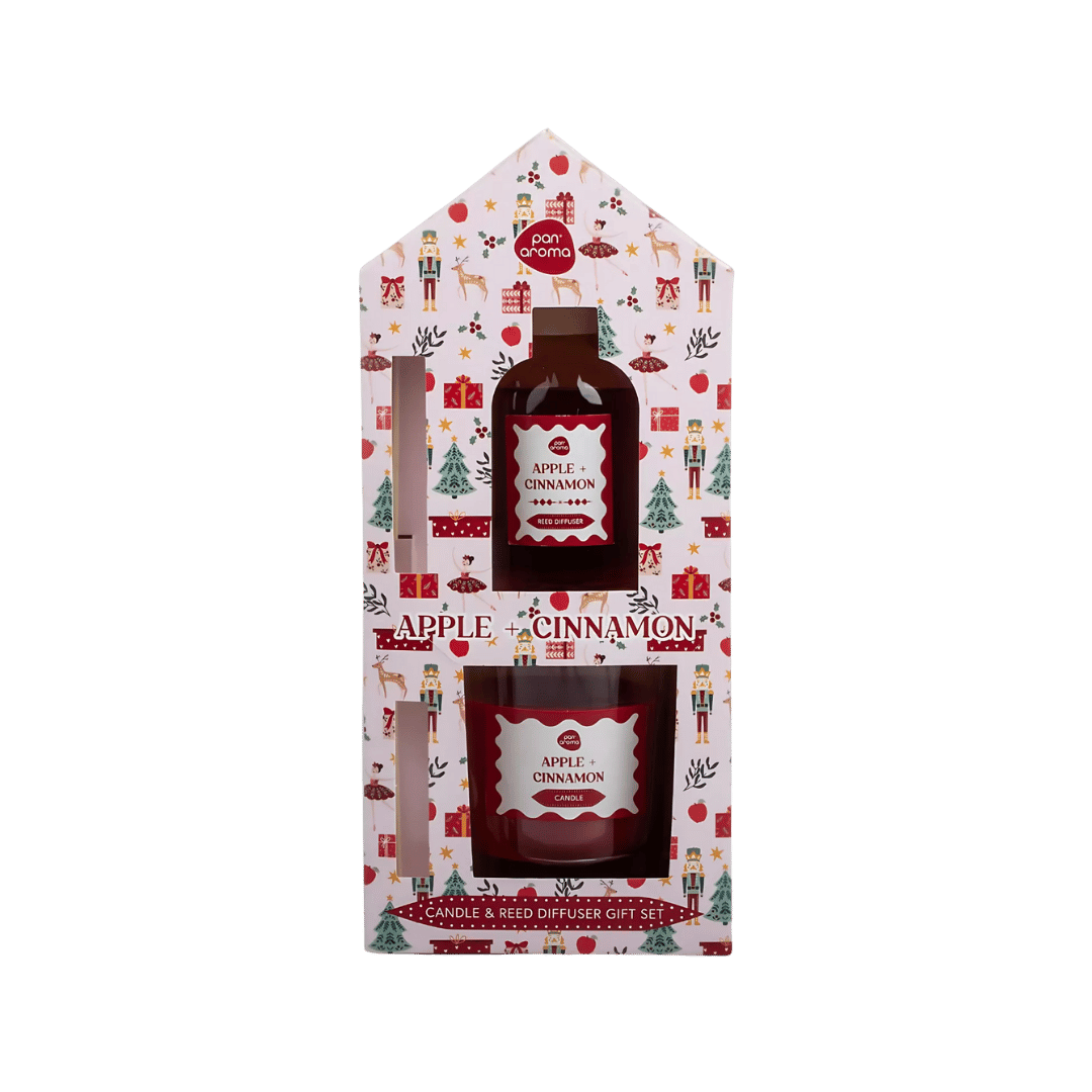 Pan Aroma Apple + Cinnamon Candle & Reed Diffuser Set