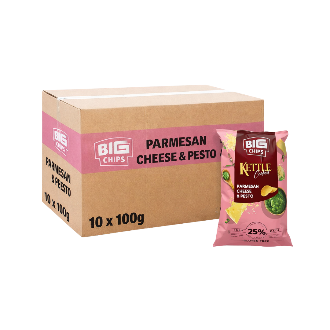 Big Chips Kettle Crisp Parmesan Cheese and Pesto 10 x 100g
