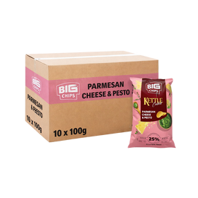 Big Chips Kettle Crisp Parmesan Cheese and Pesto 10 x 100g