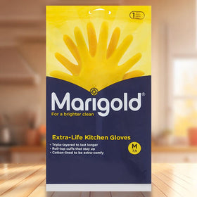6 x Pairs Marigold Extra Life Kitchen Gloves Medium