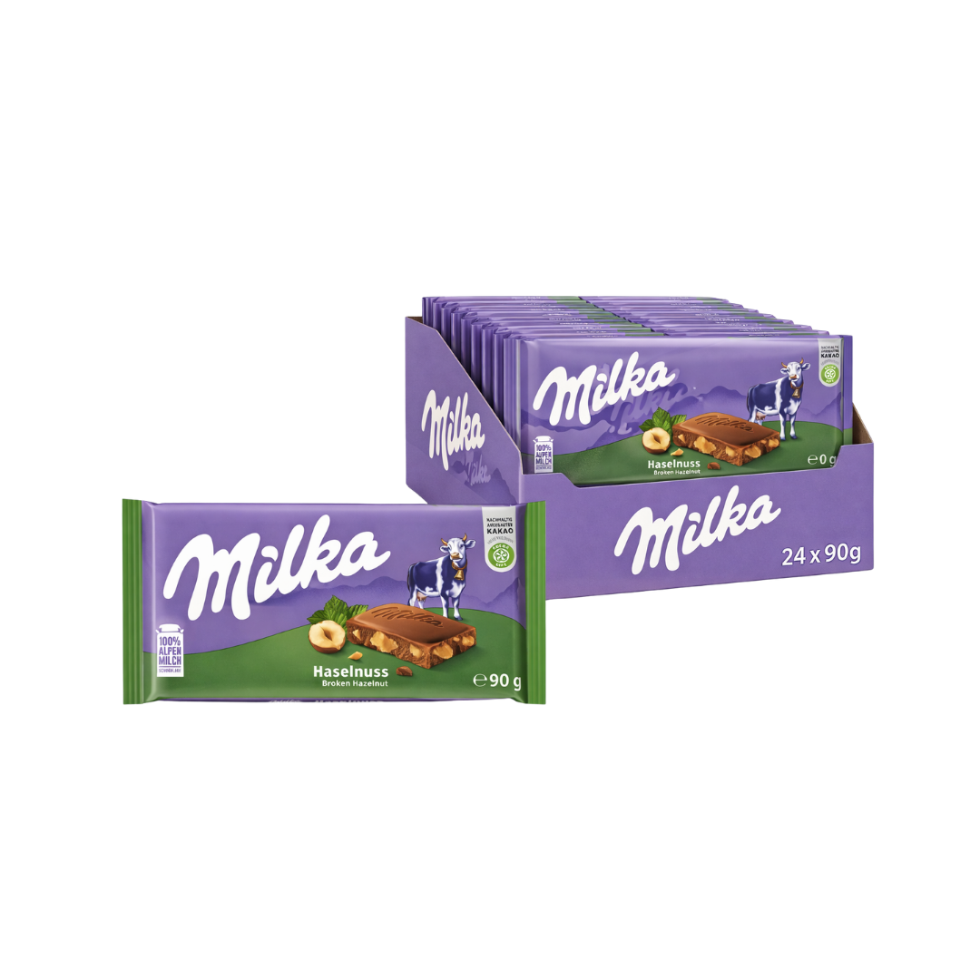 Milka  Broken Hazelnut Chocolate 24 x 90g