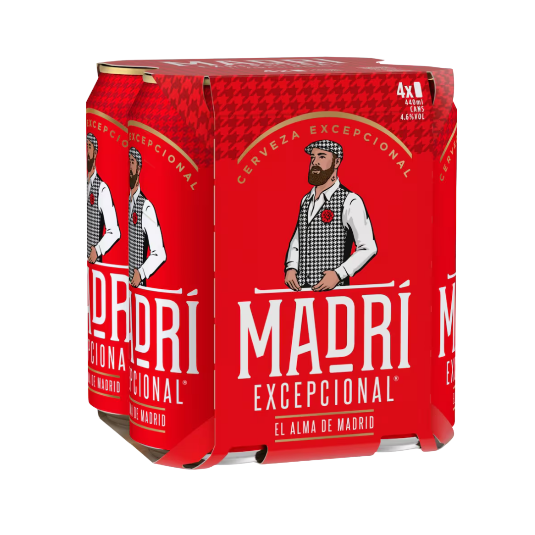 Madri Excepcional Premium Lager Beer Can 4 x 568ml