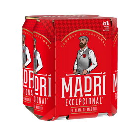 Madri Excepcional Premium Lager Beer Can 4 x 568ml