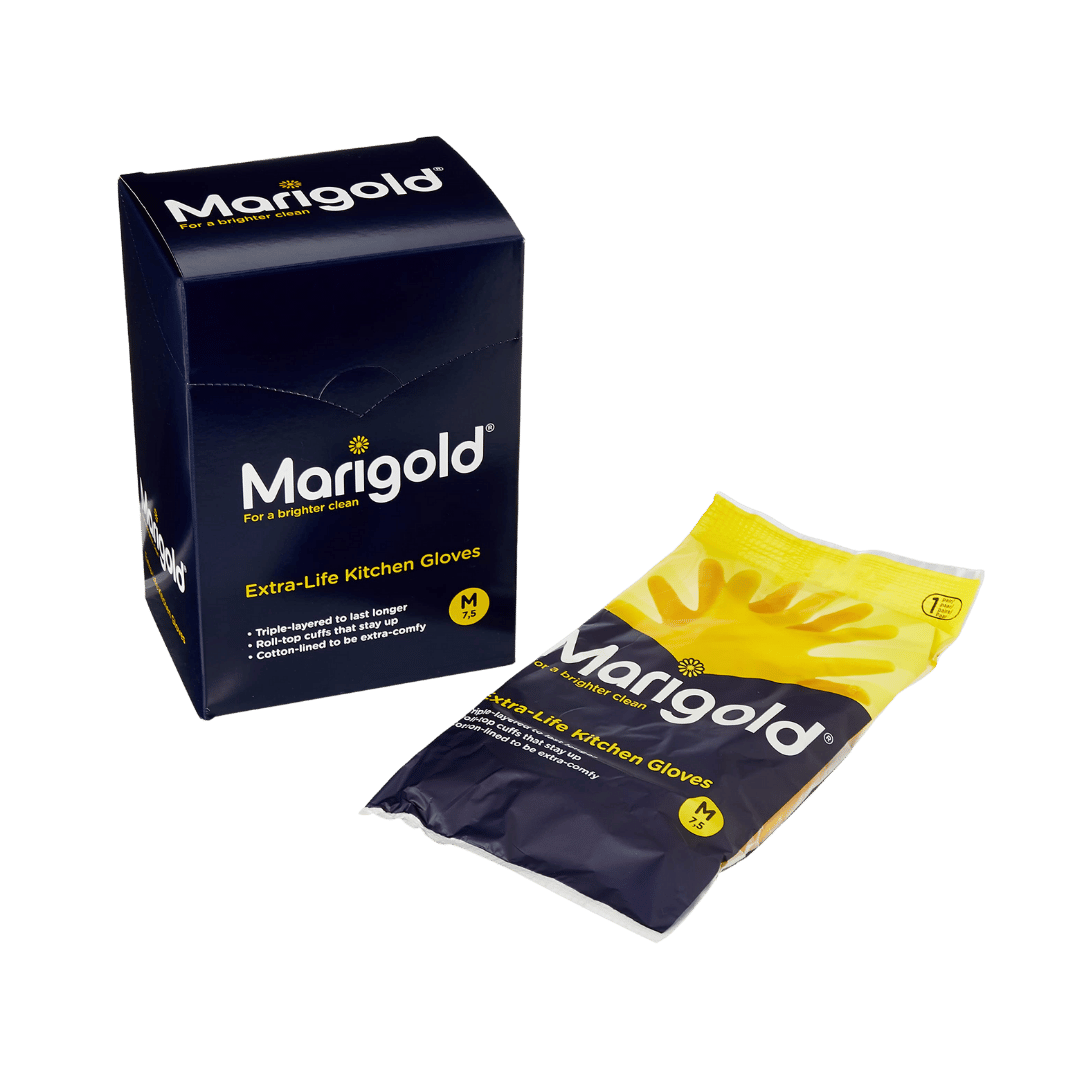 6 x Pairs Marigold Extra Life Kitchen Gloves Medium