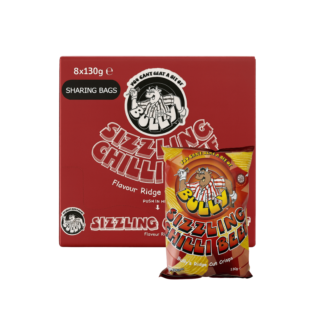 Bully Sizzling Chilli Beef Flavour Ridge Cut Crisps